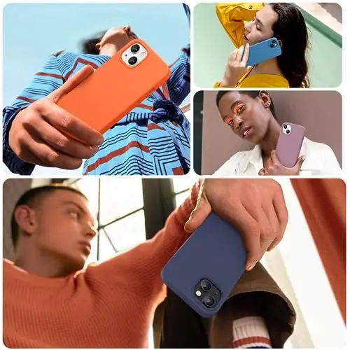 Miracase Designed for iPhone 13 Case, with Tempered Glass Screen Protector, [Soft Anti-Scratch Microfiber Lining], Shockproof Liquid Silicone Rubber Phone Cover Case for 13 6.1 inch, Dark Blue - 2