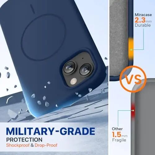 Miracase Designed for iPhone 13 Case, with Tempered Glass Screen Protector, [Soft Anti-Scratch Microfiber Lining], Shockproof Liquid Silicone Rubber Phone Cover Case for 13 6.1 inch, Dark Blue - 2