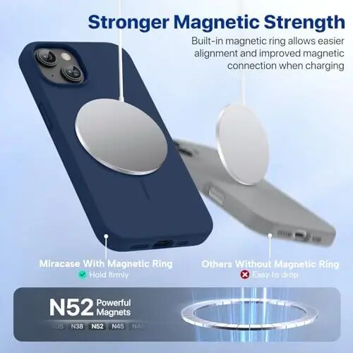 Miracase Designed for iPhone 13 Case, with Tempered Glass Screen Protector, [Soft Anti-Scratch Microfiber Lining], Shockproof Liquid Silicone Rubber Phone Cover Case for 13 6.1 inch, Dark Blue - 4