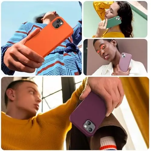 Miracase Designed for iPhone 13 Case, with Tempered Glass Screen Protector, [Soft Anti-Scratch Microfiber Lining], Shockproof Liquid Silicone Rubber Phone Case Cover for 13 6.1 inch, Wine Red - 5