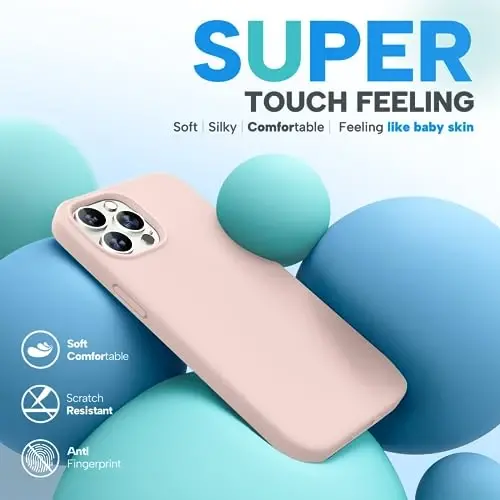 Miracase Designed for iPhone 13 Pro Case, with Tempered Glass Screen Protector, [Soft Anti-Scratch Microfiber Lining], Shockproof Liquid Silicone Phone Case Cover for 13 Pro 6.1 inch, Sand Pink - 4