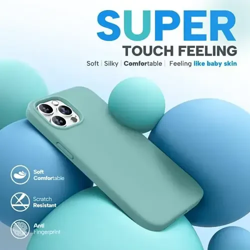 Miracase Designed for iPhone 13 Pro Case, with Tempered Glass Screen Protector, [Soft Anti-Scratch Microfiber Lining], Shockproof Liquid Silicone Phone Case Cover for 13 Pro 6.1 inch, Midnight Green - 3