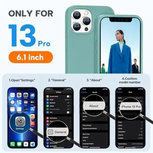 Miracase Designed for iPhone 13 Pro Case, with Tempered Glass Screen Protector, [Soft Anti-Scratch Microfiber Lining], Shockproof Liquid Silicone Phone Case Cover for 13 Pro 6.1 inch, Midnight Green - 6