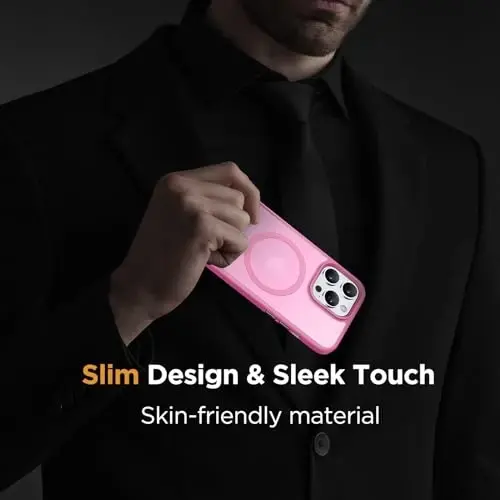 Miracase Magnetic for iPhone 13 Pro Max Case 6.7 inch (Compatible with MagSafe)（with 2X Screen Protectors） Military-Grade Protection, Anti-Fingerprint Translucent Matte Phone Case Cover, Mes Pink - 7