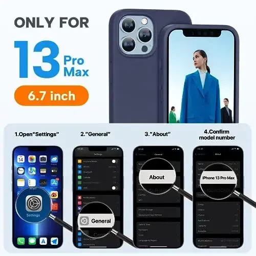 Miracase Designed for iPhone 13 Pro Max Case with Screen Protector,[Soft Anti-Scratch Microfiber Lining],Shockproof Liquid Silicone Rubber Phone Case Cover 6.7 inch, Dark Blue - MIRACASE (1)