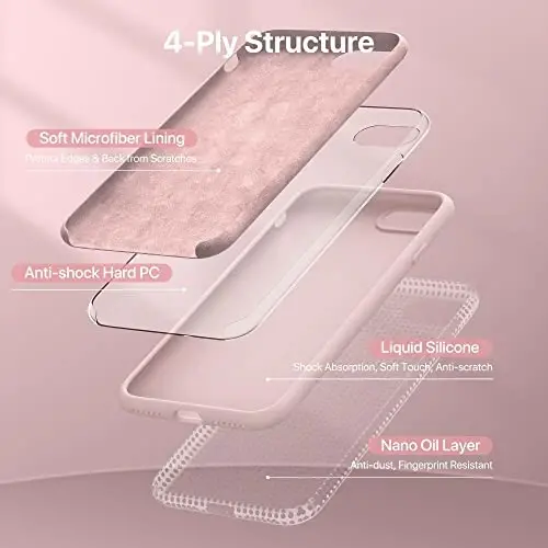 Miracase Designed for iPhone 13 Pro Max Case with Screen Protector,[Soft Anti-Scratch Microfiber Lining],Shockproof Liquid Silicone Rubber Phone Case Cover 6.7 inch, Sand Pink - 4