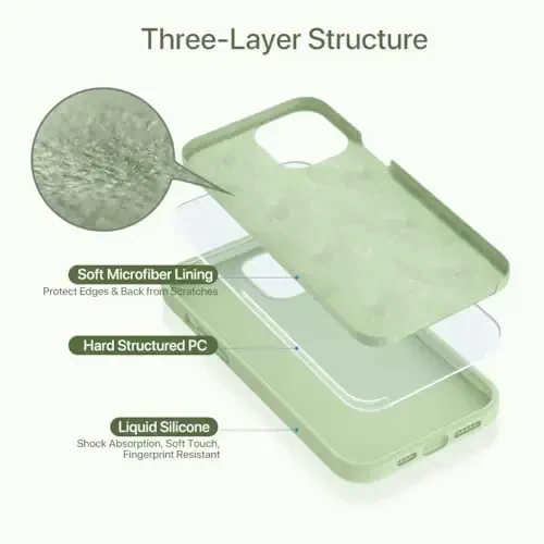 Miracase Designed for iPhone 13 Pro Max Case with Screen Protector,[Soft Anti-Scratch Microfiber Lining],Shockproof Liquid Silicone Rubber Phone Case Cover 6.7 inch, Matcha Green - MIRACASE (1)