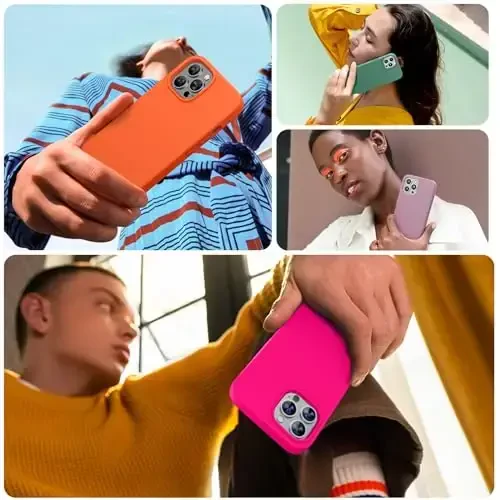 Miracase Designed for iPhone 13 Pro Max Case with Screen Protector,[Soft Anti-Scratch Microfiber Lining],Shockproof Liquid Silicone Rubber Phone Case Cover 6.7 inch, Hot Pink - 6