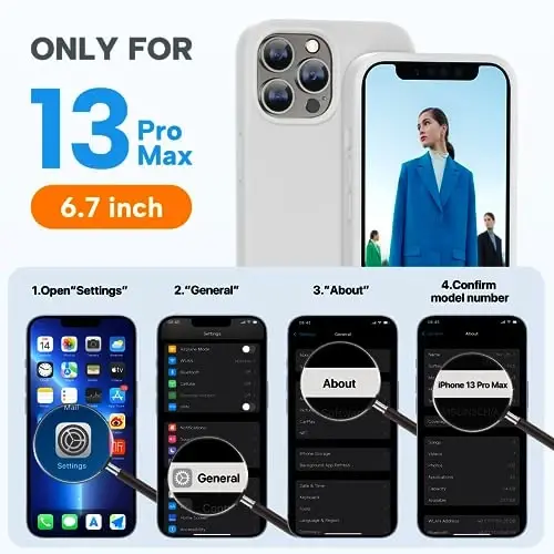 Miracase Designed for iPhone 13 Pro Max Case with Screen Protector,[Soft Anti-Scratch Microfiber Lining],Shockproof Liquid Silicone Rubber Phone Case Cover 6.7 inch, Moonlight White - MIRACASE (1)