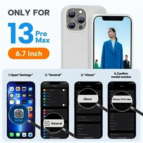 Miracase Designed for iPhone 13 Pro Max Case with Screen Protector,[Soft Anti-Scratch Microfiber Lining],Shockproof Liquid Silicone Rubber Phone Case Cover 6.7 inch, Moonlight White - 2