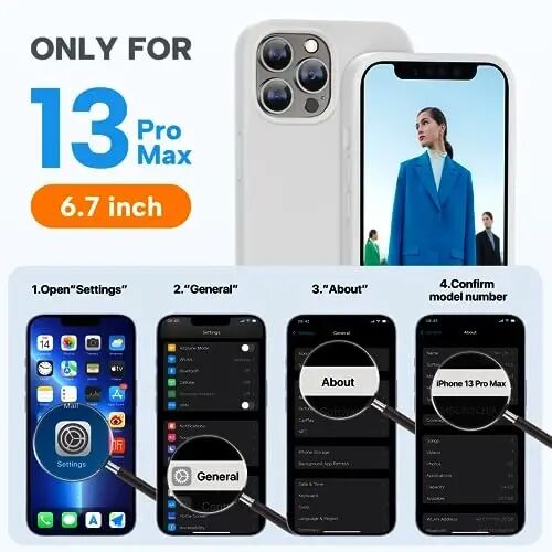 Miracase Designed for iPhone 13 Pro Max Case with Screen Protector,[Soft Anti-Scratch Microfiber Lining],Shockproof Liquid Silicone Rubber Phone Case Cover 6.7 inch, Moonlight White - MIRACASE (1)