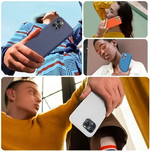 Miracase Designed for iPhone 13 Pro Max Case with Screen Protector,[Soft Anti-Scratch Microfiber Lining],Shockproof Liquid Silicone Rubber Phone Case Cover 6.7 inch, Moonlight White - 4