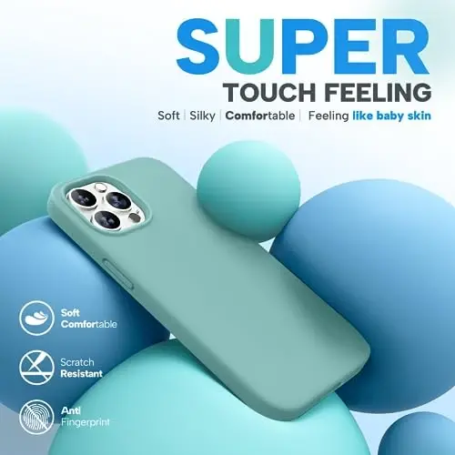 Miracase Designed for iPhone 13 Pro Max Case with Screen Protector,[Soft Anti-Scratch Microfiber Lining],Shockproof Liquid Silicone Rubber Phone Case Cover 6.7 inch, Midnight Green - 2