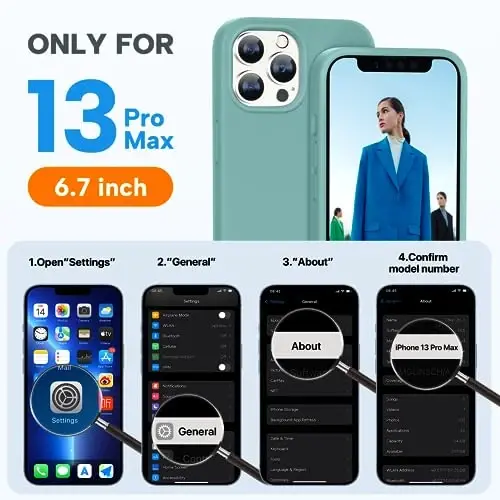 Miracase Designed for iPhone 13 Pro Max Case with Screen Protector,[Soft Anti-Scratch Microfiber Lining],Shockproof Liquid Silicone Rubber Phone Case Cover 6.7 inch, Midnight Green - MIRACASE