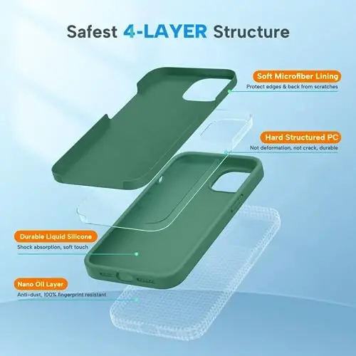Miracase iPhone 13 Pro Max Kılıfı için Tasarlandı Ekran Koruyuculu,[Yumuşak Çizilmez Mikrofiber Astar],Darbeye Dayanıklı Sıvı Silikon Kauçuk Telefon Kılıfı Kaplaması 6.7 inç, Akasya Yeşili 