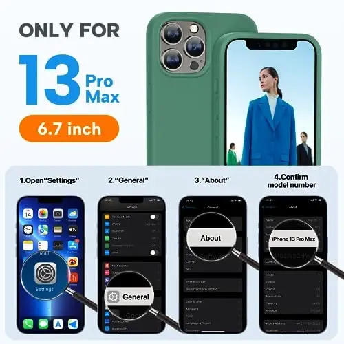 Miracase iPhone 13 Pro Max Kılıfı için Tasarlandı Ekran Koruyuculu,[Yumuşak Çizilmez Mikrofiber Astar],Darbeye Dayanıklı Sıvı Silikon Kauçuk Telefon Kılıfı Kaplaması 6.7 inç, Akasya Yeşili - 2