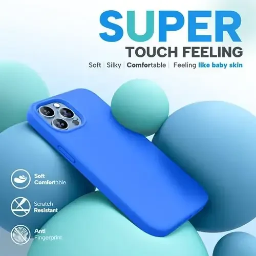 Miracase Designed for iPhone 13 Pro Max Case with Screen Protector,[Soft Anti-Scratch Microfiber Lining],Shockproof Liquid Silicone Rubber Phone Case Cover 6.7 inch, Mediterranean Blue - MIRACASE (1)