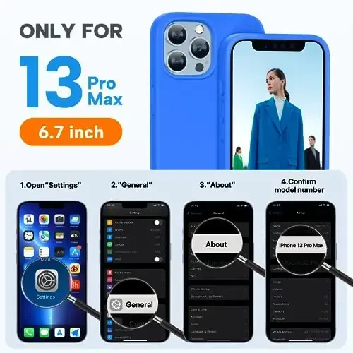 Miracase Designed for iPhone 13 Pro Max Case with Screen Protector,[Soft Anti-Scratch Microfiber Lining],Shockproof Liquid Silicone Rubber Phone Case Cover 6.7 inch, Mediterranean Blue - 6