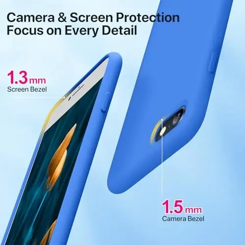 Miracase Ultra Slim Designed for iPhone SE Case 2022(3rd Gen)/iPhone SE Case(2nd Gen)/iPhone 7 Case/iPhone 8 Case with Screen Protector, Multi-Color Silicone Shockproof Phone Case(Mediterranean Blue) - 3