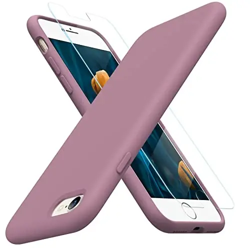 Miracase Designed for iPhone 13 Pro Max Case with Screen Protector,[Soft Anti-Scratch Microfiber Lining],Shockproof Liquid Silicone Rubber Phone Case Cover 6.7 inch, Blackcurrant - 1