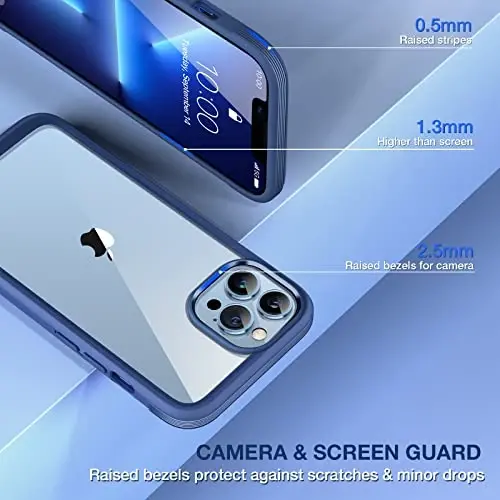 Miracase iPhone 13 Pro Max Kılıfı ile Uyumlu Lacivert, Sararmaya Karşı Dayanıklı Darbeye Dayanıklı Şeffaf Telefon Kılıfı, iPhone 13 Pro Max İçin Uygun Premium Hibrit Koruyucu Tampon Kılıf - 3