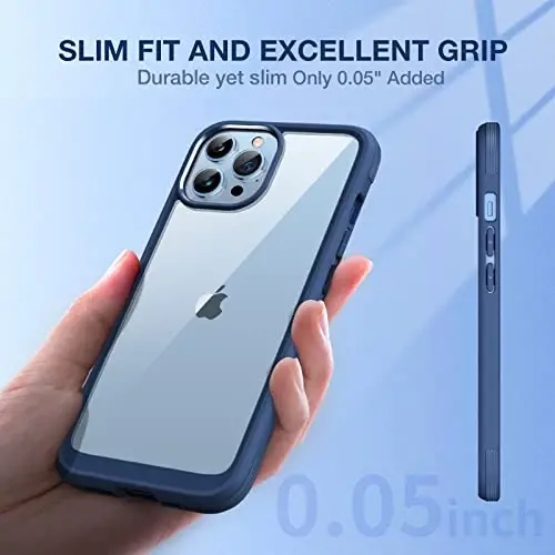 Miracase iPhone 13 Pro Max Kılıfı ile Uyumlu Lacivert, Sararmaya Karşı Dayanıklı Darbeye Dayanıklı Şeffaf Telefon Kılıfı, iPhone 13 Pro Max İçin Uygun Premium Hibrit Koruyucu Tampon Kılıf - 5