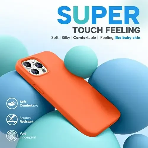 Miracase iPhone 13 Pro Max uchun g'ilof, ekran himoyachisi bilan, [Yumshoq tirnalishga qarshi mikrofiber astar], zarbga chidamli suyuq silikon rezina telefon g'ilofi 6,7 dyuym, apelsin - 3