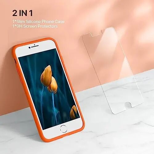Miracase iPhone 13 Pro Max uchun g'ilof, ekran himoyachisi bilan, [Yumshoq tirnalishga qarshi mikrofiber astar], zarbga chidamli suyuq silikon rezina telefon g'ilofi 6,7 dyuym, apelsin - MIRACASE (1)