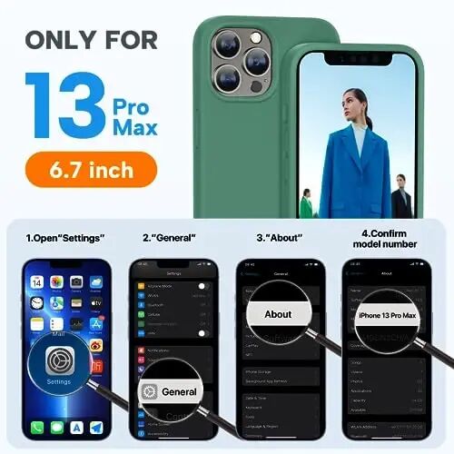 Miracase iPhone 13 Pro Max uchun g‘ilof, ekran himoyachisi bilan, [Yumshoq tirnalishga qarshi mikrofiber astar], zarbga chidamli suyuq silikon rezina telefon g‘ilofi qopqog‘i 6,7 dyuym, Akatsiya yashil - 2