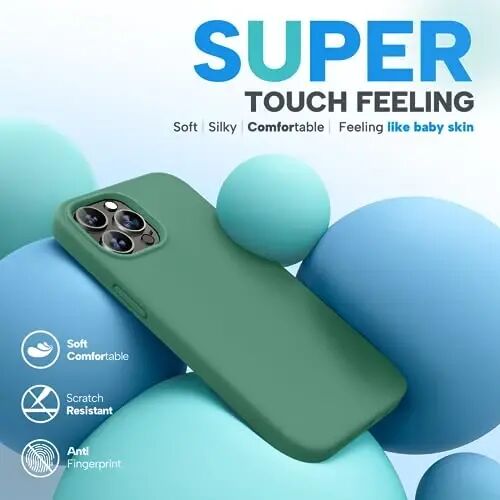 Miracase iPhone 13 Pro Max uchun g‘ilof, ekran himoyachisi bilan, [Yumshoq tirnalishga qarshi mikrofiber astar], zarbga chidamli suyuq silikon rezina telefon g‘ilofi qopqog‘i 6,7 dyuym, Akatsiya yashil - 3