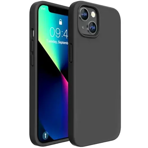 Miracase iPhone 13 uchun mo'ljallangan g'ilof, закалённое shisha ekran himoyachisi bilan, [Yumshoq chizishga qarshi mikrofiber astar], zarbga chidamli suyuq silikon kauchuk telefon qopqog'i 13 6.1 dyuym, qora 