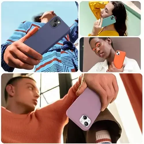 Miracase iPhone 13 uchun mo'ljallangan g'ilof, закалённое stakan ekran himoyachisi bilan, [Yumshoq chizishga qarshi mikrofiber astar], zarbga chidamli suyuq silikon kauchuk telefon g'ilofi 13 6.1 dyuym, qora смородина - 6