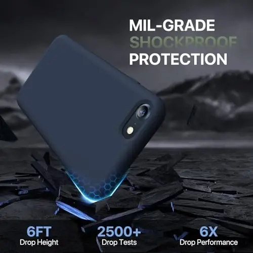 Miracase iPhone 13 uchun mo'ljallangan g'ilof, закалённое стекло Экран ҳимоячиси билан, [Yumshoq tirnalishga qarshi mikrofiber astarli], zarbga chidamli suyuq silikon rezina telefon qopqog'i 13 6.1 dyuym uchun, to'q ko'k - 4