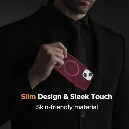 Miracase Magnetic for iPhone 14 Case 6.1 inch (Compatible with MagSafe)（with 2X Screen Protectors） Military-Grade Protection, Anti-Fingerprint Translucent Matte Phone Case Cover, Wine Red - 7