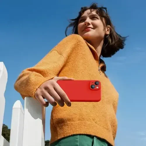 Miracase Designed for iPhone 14 Case with Screen Protector,[Upgraded Enhanced Camera Protection],Shockproof Liquid Silicone Case with Microfiber Lining, 6.1 inch, Coral Red - 6