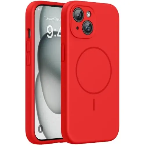 Miracase iPhone 14 Kılıfı için Tasarlandı Ekran Koruyuculu, [Geliştirilmiş Kamera Koruması], Darbeye Dayanıklı Sıvı Silikon Kılıf Mikro Fiber Astarlı, 6.1 inç, Mercan Kırmızısı 