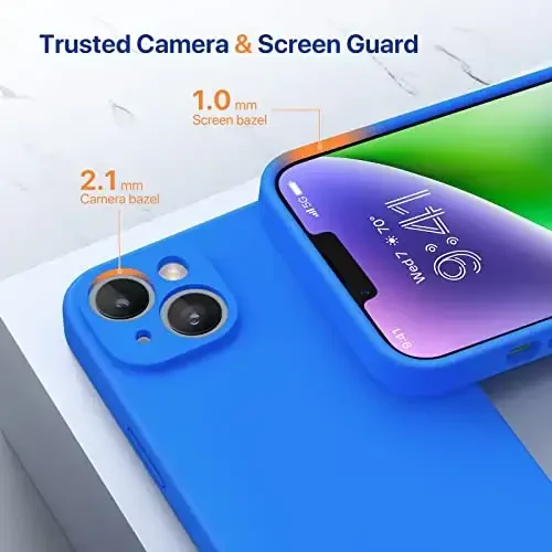 Miracase Designed for iPhone 14 Case with Screen Protector,[Upgraded Enhanced Camera Protection],Shockproof Liquid Silicone Case with Microfiber Lining, 6.1 inch,Mediterranean Blue - 4
