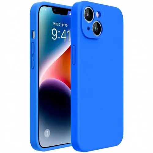 Miracase Designed for iPhone 14 Case,[Upgraded Enhanced Camera Protection],Shockproof Liquid Silicone Case with Microfiber Lining, 6.1 inch,Mediterranean Blue 