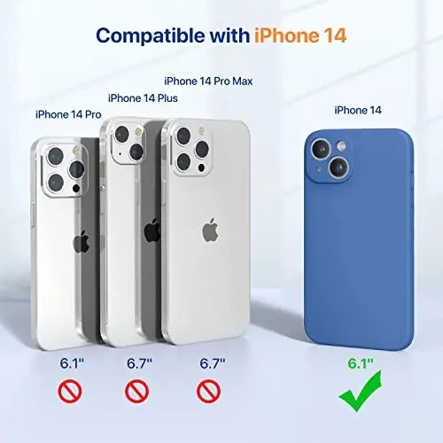 Miracase Designed for iPhone 14 Case with Screen Protector,[Upgraded Enhanced Camera Protection],Shockproof Liquid Silicone Case with Microfiber Lining, 6.1 inch,Azure Blue 