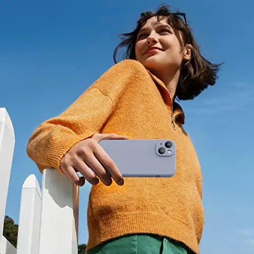 Miracase Designed for iPhone 14 Case with Screen Protector,[Upgraded Enhanced Camera Protection],Shockproof Liquid Silicone Case with Microfiber Lining, 6.1 inch,Lavender Grey - 5