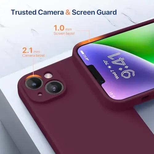 miracase Designed for iPhone 14 Case,[Upgraded Enhanced Camera Protection],Shockproof Liquid Silicone Case with Microfiber Lining, 6.1 inch, Wine Red 