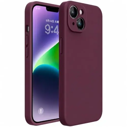 Miracase iPhone 14 Kılıfı için Tasarlandı Ekran Koruyuculu, [Yükseltilmiş Gelişmiş Kamera Koruması], Mikro Fiber Astarlı Darbeye Dayanıklı Sıvı Silikon Kılıf, 6.1 inç, Şarap Kırmızısı 