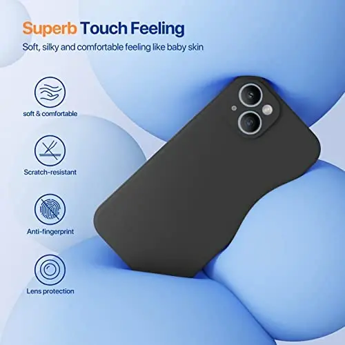 Miracase iPhone 14 Kılıfı için Tasarlandı Ekran Koruyuculu,[Yükseltilmiş Gelişmiş Kamera Koruması],Mikrofiber Astarlı Darbeye Dayanıklı Sıvı Silikon Kılıf, 6,1 inç,Siyah 