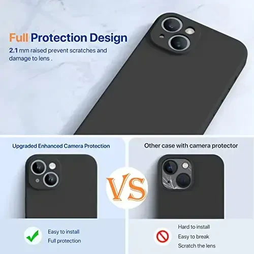 Miracase Designed for iPhone 14 Plus Case with Screen Protector,[Upgraded Enhanced Camera Protection],Shockproof Liquid Silicone Case with Microfiber Lining,6.7 inch, Black - 1