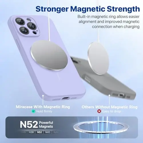 Miracase iPhone 14 Pro G‘ilof uchun mo‘ljallangan, [Yangilangan Kamera Himoyasi], 14 Pro 6.1 dyuymli, Och Binafsha rangli zarbaga chidamli suyuq silikon kauchuk telefon g‘ilofining qopqog‘i - 4