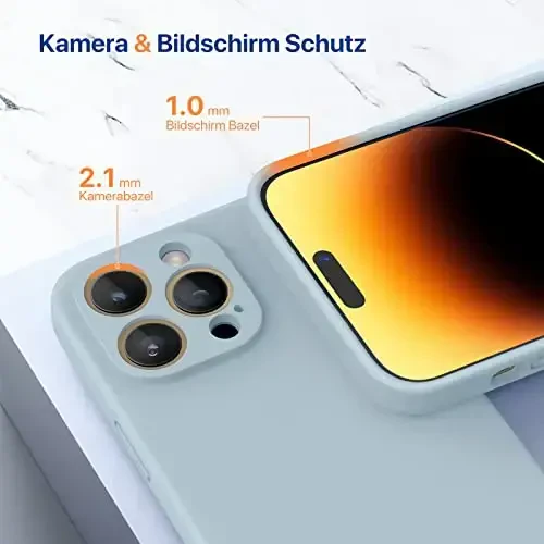 Miracase Designed for iPhone 14 Pro Case with Screen Protector, [Upgraded Camera Protection], Shockproof Liquid Silicone Rubber Phone Case Cover for 14 Pro 6.1 inch, Light Green - 6