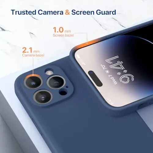 Miracase Designed for iPhone 14 Pro Case, [Upgraded Camera Protection], Shockproof Liquid Silicone Rubber Phone Case Cover for 14 Pro 6.1 inch, Dark Blue - 2