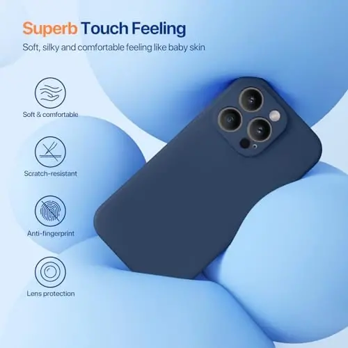 miracase Designed for iPhone 14 Pro Case, [Upgraded Camera Protection], Shockproof Liquid Silicone Rubber Phone Case Cover for 14 Pro 6.1 inch, Dark Blue - 3