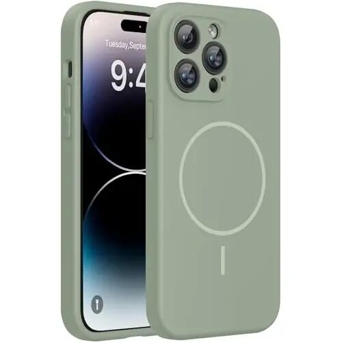 Miracase Designed for iPhone 14 Pro Case, [Upgraded Camera Protection], Shockproof Liquid Silicone Rubber Phone Case Cover for 14 Pro 6.1 inch, Patina Green - MIRACASE