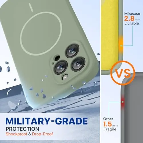 Miracase Designed for iPhone 14 Pro Case, [Upgraded Camera Protection], Shockproof Liquid Silicone Rubber Phone Case Cover for 14 Pro 6.1 inch, Patina Green - 2